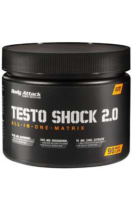 Body Attack Testo Shock 2.0 90 kapslí, Tribulus Terrestris, zinek, niacin a rostlinné extrakty